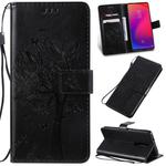 Tree & Cat Pattern Pressed Printing Horizontal Flip PU Leather Case with Holder & Card Slots & Wallet & Lanyard For Xiaomi Mi 9T & Mi 9T Pro & Redmi K20 & K20 Pro(Black)