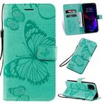 For iPhone 11 Pressed Printing Butterfly Pattern Horizontal Flip PU Leather Case with Holder & Card Slots & Wallet & Lanyard (Green)