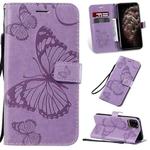 For iPhone 11 Pro Max Pressed Printing Butterfly Pattern Horizontal Flip PU Leather Case with Holder & Card Slots & Wallet & Lanyard (Purple)
