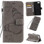 Pressed Printing Butterfly Pattern Horizontal Flip PU Leather Case with Holder & Card Slots & Wallet & Lanyard For OPPO A1K / C2(Grey)