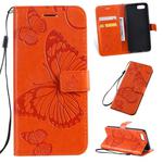 Pressed Printing Butterfly Pattern Horizontal Flip PU Leather Case with Holder & Card Slots & Wallet & Lanyard For OPPO A1K / C2(Orange)