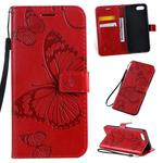 Pressed Printing Butterfly Pattern Horizontal Flip PU Leather Case with Holder & Card Slots & Wallet & Lanyard For OPPO A1K / C2(Red)