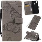 Pressed Printing Butterfly Pattern Horizontal Flip PU Leather Case with Holder & Card Slots & Wallet & Lanyard For Vivo Y93 / Y91 / Y95(Grey)