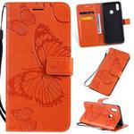 Pressed Printing Butterfly Pattern Horizontal Flip PU Leather Case with Holder & Card Slots & Wallet & Lanyard For Vivo Y93 / Y91 / Y95(Orange)