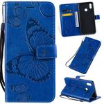 Pressed Printing Butterfly Pattern Horizontal Flip PU Leather Case with Holder & Card Slots & Wallet & Lanyard For Vivo Y93 / Y91 / Y95(Blue)