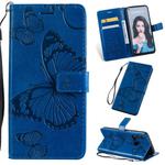 Pressed Printing Butterfly Pattern Horizontal Flip PU Leather Case with Holder & Card Slots & Wallet & Lanyard For Huawei P20 Lite 2019 / Nova 5i(Blue)