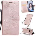 Pressed Printing Butterfly Pattern Horizontal Flip PU Leather Case with Holder & Card Slots & Wallet & Lanyard For Huawei P20 Lite 2019 / Nova 5i(Rose Gold)