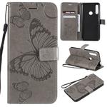 Pressed Printing Butterfly Pattern Horizontal Flip PU Leather Case with Holder & Card Slots & Wallet & Lanyard For Huawei P Smart Z / Y9 Prime 2019(Grey)