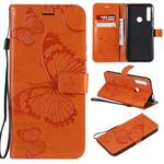 Pressed Printing Butterfly Pattern Horizontal Flip PU Leather Case with Holder & Card Slots & Wallet & Lanyard For Huawei P Smart Z / Y9 Prime 2019(Orange)