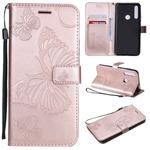 Pressed Printing Butterfly Pattern Horizontal Flip PU Leather Case with Holder & Card Slots & Wallet & Lanyard For Huawei P Smart Z / Y9 Prime 2019(Rose Gold)