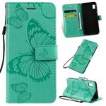 Pressed Printing Butterfly Pattern Horizontal Flip PU Leather Case with Holder & Card Slots & Wallet & Lanyard For Galaxy A80(Green)