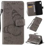 Pressed Printing Butterfly Pattern Horizontal Flip PU Leather Case with Holder & Card Slots & Wallet & Lanyard For Galaxy A80(Grey)