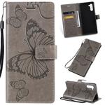 Pressed Printing Butterfly Pattern Horizontal Flip PU Leather Case with Holder & Card Slots & Wallet & Lanyard For Galaxy Note 10(Grey)
