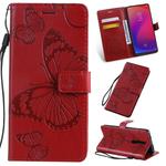 Pressed Printing Butterfly Pattern Horizontal Flip PU Leather Case with Holder & Card Slots & Wallet & Lanyard For Xiaomi Mi 9T & Mi 9T Pro & Redmi K20 & K20 Pro(Red)