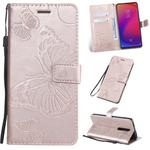 Pressed Printing Butterfly Pattern Horizontal Flip PU Leather Case with Holder & Card Slots & Wallet & Lanyard For Xiaomi Mi 9T & Mi 9T Pro & Redmi K20 & K20 Pro(Rose Gold)
