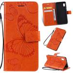 Pressed Printing Butterfly Pattern Horizontal Flip PU Leather Case with Holder & Card Slots & Wallet & Lanyard For Galaxy A10e(Orange)