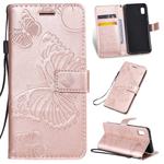 Pressed Printing Butterfly Pattern Horizontal Flip PU Leather Case with Holder & Card Slots & Wallet & Lanyard For Galaxy A10e(Rose Gold)