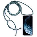Four-Corner Anti-Fall Transparent TPU Mobile Phone Case With Lanyard for iPhone 11 Pro(Green White Blue)