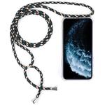 Four-Corner Anti-Fall Transparent TPU Mobile Phone Case With Lanyard for iPhone 11 Pro(Green Beige Black)