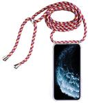 Four-Corner Anti-Fall Transparent TPU Mobile Phone Case With Lanyard for iPhone 11 Pro(Red Apricot Grey)