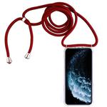 Four-Corner Anti-Fall Transparent TPU Mobile Phone Case With Lanyard for iPhone 11 Pro(Red)
