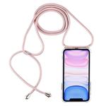 Four-Corner Anti-Fall Transparent TPU Mobile Phone Case With Lanyard for iPhone 11(Rose Gold)