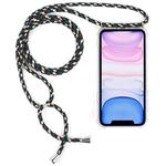 Four-Corner Anti-Fall Transparent TPU Mobile Phone Case With Lanyard for iPhone 11(Green Beige Black)