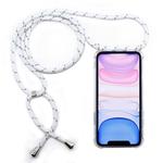 Four-Corner Anti-Fall Transparent TPU Mobile Phone Case With Lanyard for iPhone 11(White Grey)