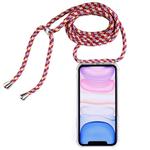 Four-Corner Anti-Fall Transparent TPU Mobile Phone Case With Lanyard for iPhone 11(Red Apricot Grey)