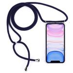 Four-Corner Anti-Fall Transparent TPU Mobile Phone Case With Lanyard for iPhone 11(Dark Blue)