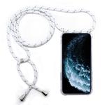 Four-Corner Anti-Fall Trasparent TPU Mobile Phone Case With Lanyard for iPhone 11 Pro Max(White Grey)