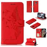 Feather Pattern Litchi Texture Horizontal Flip Leather Case with Wallet & Holder & Card Slots For LG K50(Red)