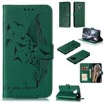 Feather Pattern Litchi Texture Horizontal Flip Leather Case with Wallet & Holder & Card Slots For LG K50(Green)