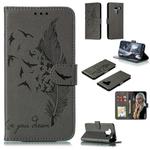 Feather Pattern Litchi Texture Horizontal Flip Leather Case with Wallet & Holder & Card Slots For LG K50(Gray)