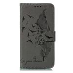 Feather Pattern Litchi Texture Horizontal Flip Leather Case with Wallet & Holder & Card Slots For Motorola One Pro(Gray)