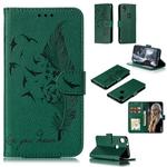 Feather Pattern Litchi Texture Horizontal Flip Leather Case with Wallet & Holder & Card Slots For Motorola Moto E6(Green)