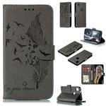 Feather Pattern Litchi Texture Horizontal Flip Leather Case with Wallet & Holder & Card Slots For Motorola Moto E6(Gray)