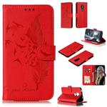 Feather Pattern Litchi Texture Horizontal Flip Leather Case with Wallet & Holder & Card Slots For Motorola Moto G7 Power(Red)