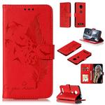 Feather Pattern Litchi Texture Horizontal Flip Leather Case with Wallet & Holder & Card Slots For Motorola Moto Z4 Play(Red)