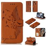 Feather Pattern Litchi Texture Horizontal Flip Leather Case with Wallet & Holder & Card Slots For Google Pixel 3(Brown)