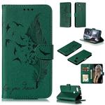 Feather Pattern Litchi Texture Horizontal Flip Leather Case with Wallet & Holder & Card Slots For Google Pixel 3a XL(Green)