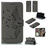 Feather Pattern Litchi Texture Horizontal Flip Leather Case with Wallet & Holder & Card Slots For Xiaomi Redmi 7(Gray)