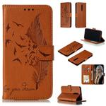 Feather Pattern Litchi Texture Horizontal Flip Leather Case with Wallet & Holder & Card Slots For Xiaomi Redmi K20(Brown)
