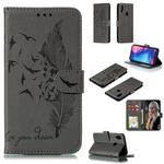 Feather Pattern Litchi Texture Horizontal Flip Leather Case with Wallet & Holder & Card Slots For Xiaomi Redmi Note 7(Gray)