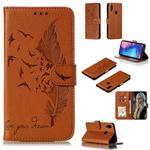 Feather Pattern Litchi Texture Horizontal Flip Leather Case with Wallet & Holder & Card Slots For Xiaomi Redmi Note 7(Brown)