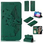 Feather Pattern Litchi Texture Horizontal Flip Leather Case with Wallet & Holder & Card Slots For Xiaomi Mi 9(Green)