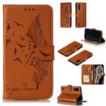 Feather Pattern Litchi Texture Horizontal Flip Leather Case with Wallet & Holder & Card Slots For Xiaomi Mi CC9(Brown)