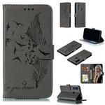 Feather Pattern Litchi Texture Horizontal Flip Leather Case with Wallet & Holder & Card Slots For Huawei P Smart Z / Y9 Prime (2019)(Gray)
