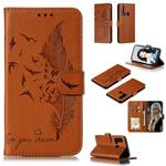 Feather Pattern Litchi Texture Horizontal Flip Leather Case with Wallet & Holder & Card Slots For Huawei P20 Lite (2019) / Nova 5i(Brown)