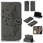 Feather Pattern Litchi Texture Horizontal Flip Leather Case with Wallet & Holder & Card Slots For Huawei P30(Gray)